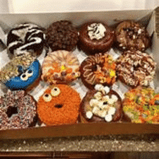 donut varieties ranging from cookie monster donuts to midnight snack with marshmallow drizzle