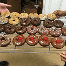 Assorted cake donuts made by student